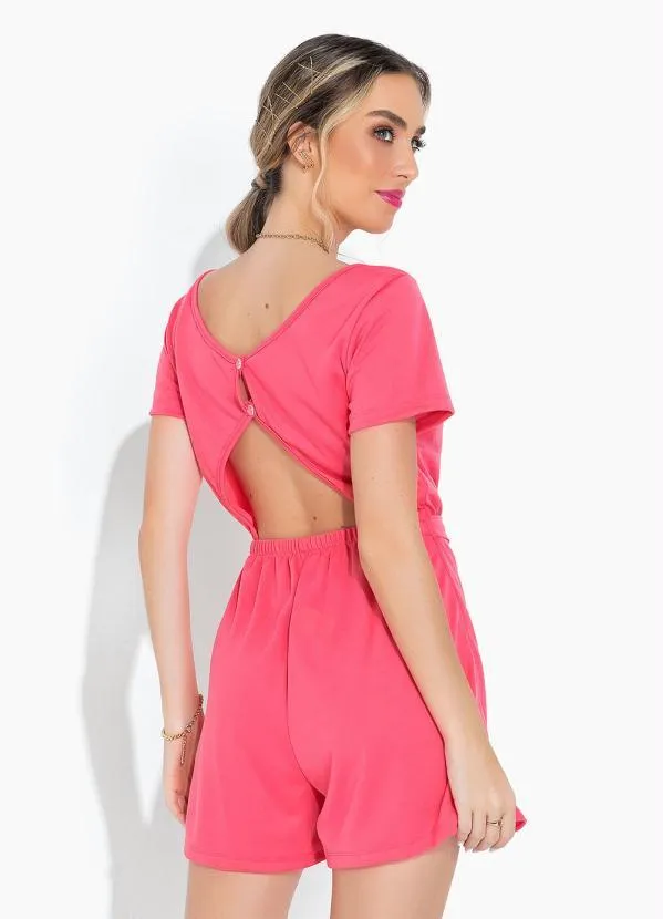 Moda Pop - Macaquinho Coral com Sobreposição 2