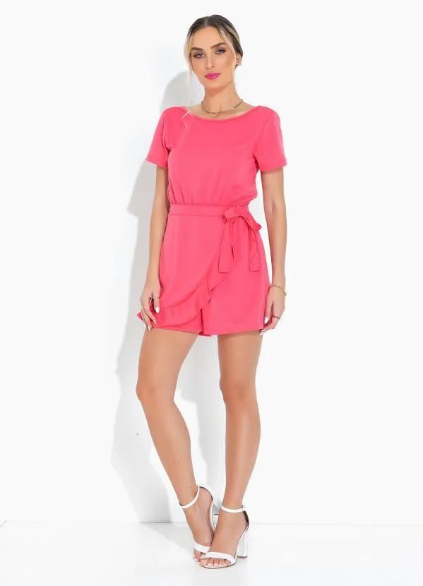 Moda Pop - Macaquinho Coral com Sobreposição 5