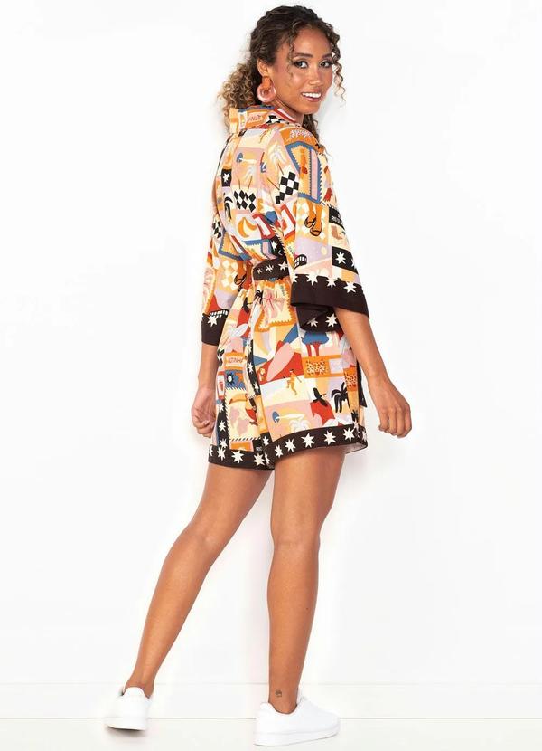 Farm - Macaquinho de Linho Postal Carioca Estampado 4