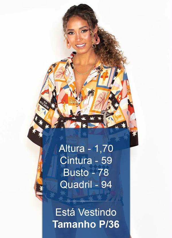 Farm - Macaquinho de Linho Postal Carioca Estampado 5