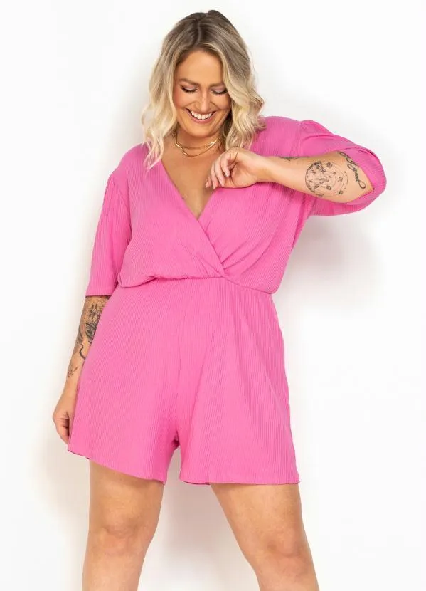 Colcci - Macaquinho de Malha Canelada Rosa