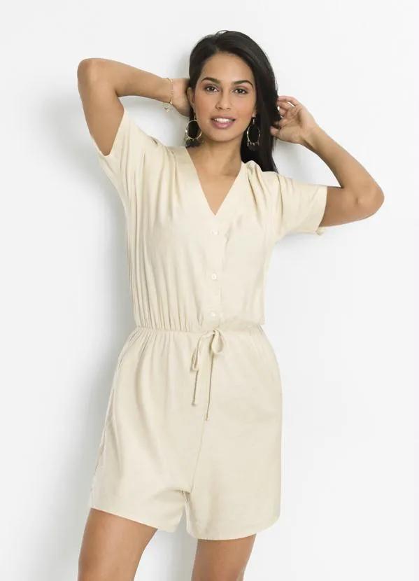 bonprix - Macaquinho Decote V  Palha