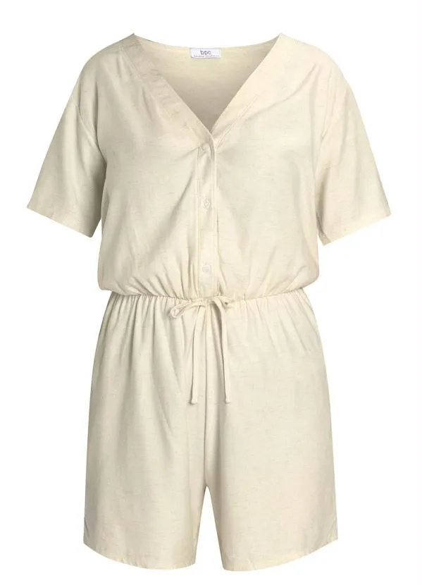 bonprix - Macaquinho Decote V  Palha 6