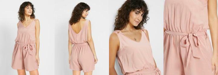 Macaquinho Decote V Regata Bege