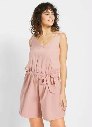 bonprix - Macaquinho Decote V Regata Bege - BONPRIX