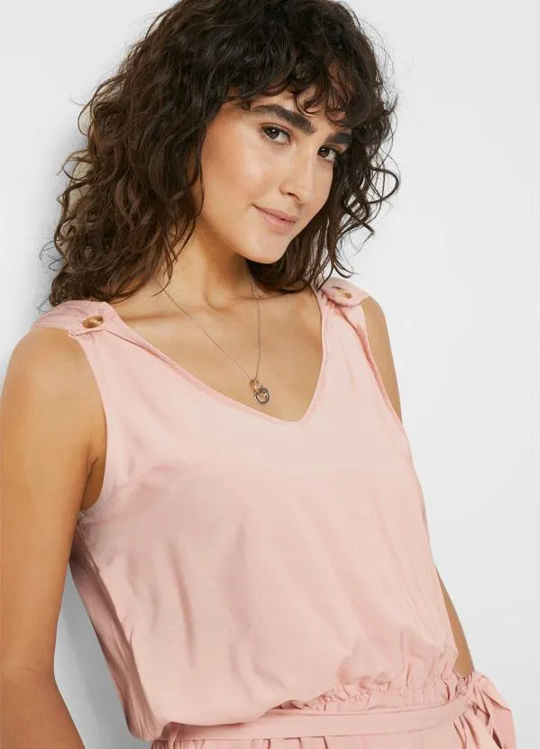 bonprix - Macaquinho Decote V Regata Bege 3