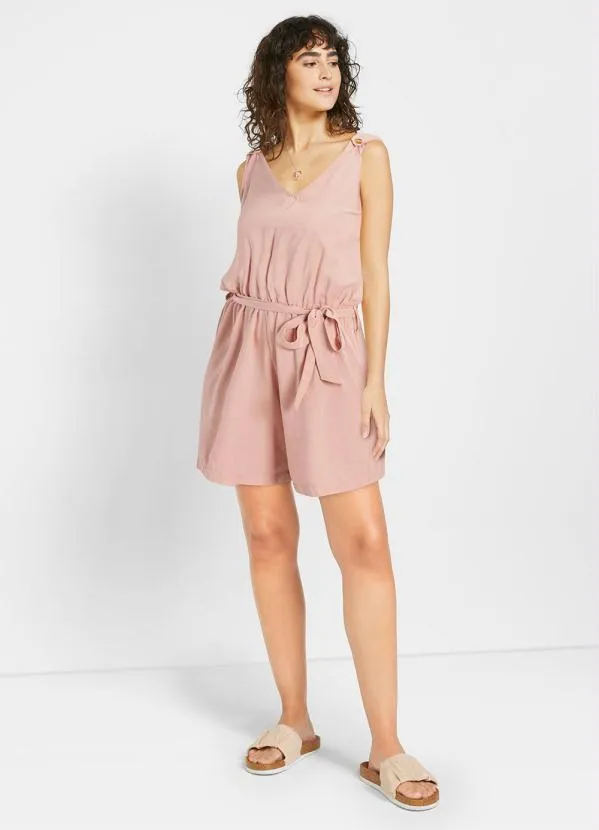 bonprix - Macaquinho Decote V Regata Bege 5