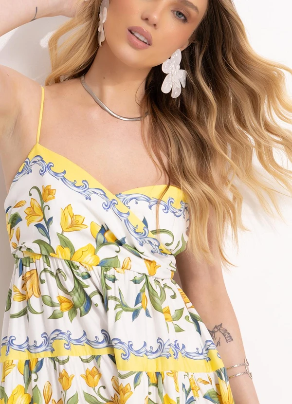 Farm - Macaquinho em Viscose Lenço Amarelo 7