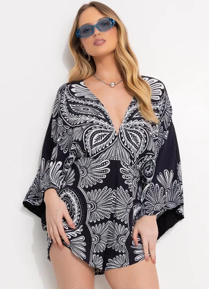 Farm - Macaquinho em Viscose Preto - FARM