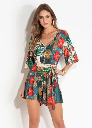 Quintess - Macaquinho Étnico com Decote V - QUINTESS