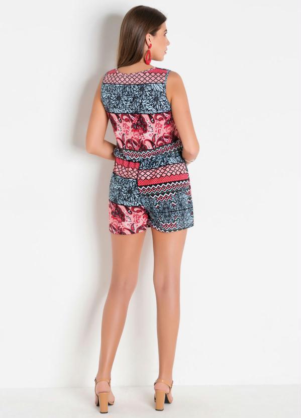 Outlet - Macaquinho Étnico Floral Transpasse no Decote 4