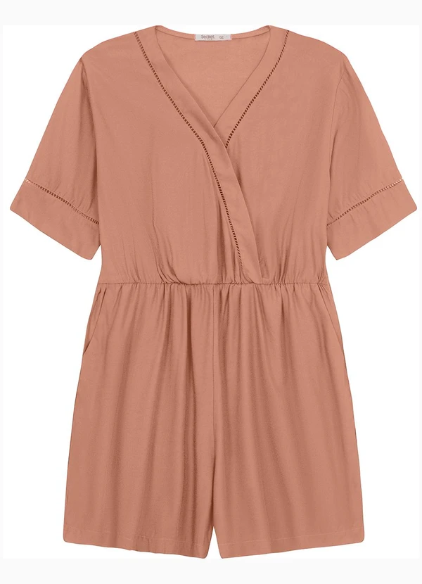 Secret Glam - Macaquinho Feminino Plus Size Marrom