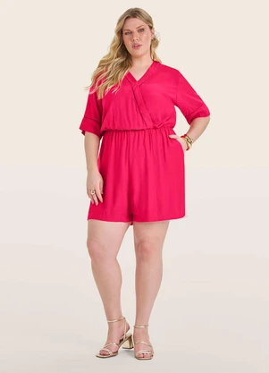 Secret Glam - Macaquinho Feminino Plus Size Vermelho - SECRET GLAM