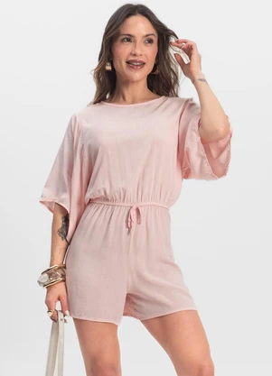 Infinita Cor - Macaquinho Feminino Viscose Rosa - INFINITA COR