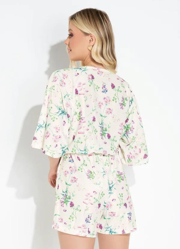 Moda Pop - Macaquinho Floral com Decote Transpassado 2