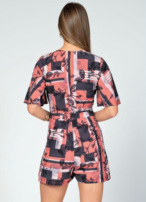 Quintess - Macaquinho Floral Laranja com Mangas Amplas 2