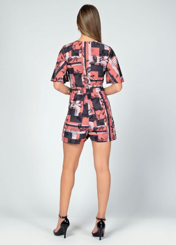 Quintess - Macaquinho Floral Laranja com Mangas Amplas 4