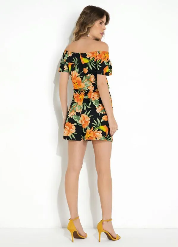 Moda Pop - Macaquinho Floral Preto Ombro a Ombro 5