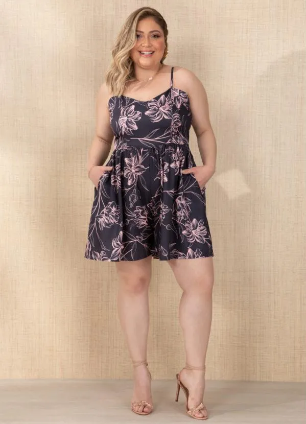 Quintess - Macaquinho Floral Rosa com Bolsos 3