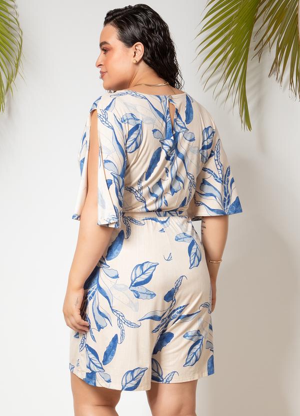 Quintess - Macaquinho Folhagem Azul em Malha de Viscose 9