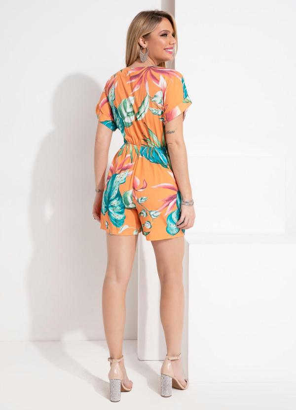 Outlet - Macaquinho Folhagem Laranja com Sobreposição 3