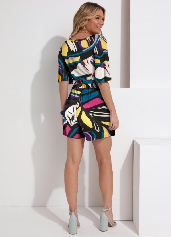 Quintess - Macaquinho Folhas Color com Decote V 4