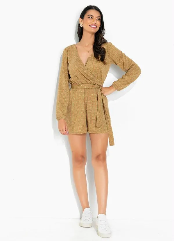 Moda Pop - Macaquinho Geométrico Marrom 4