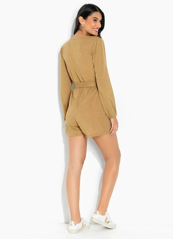 Moda Pop - Macaquinho Geométrico Marrom 5