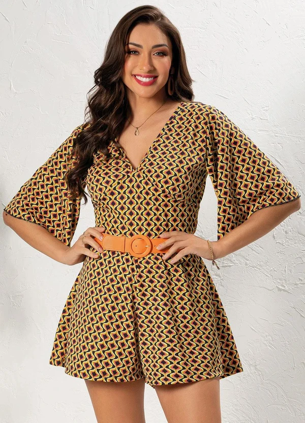 Moda Pop - Macaquinho Geométrico Psicodélico em Malha 4