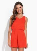 Macaquinho Laranja com Decote Redondo