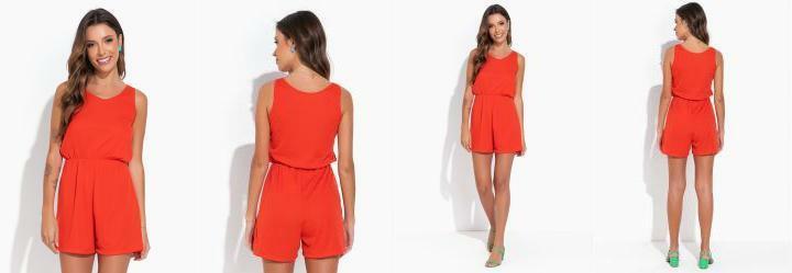 Macaquinho Laranja com Decote Redondo