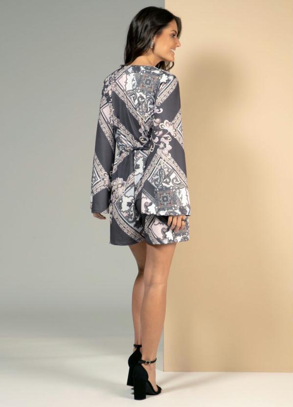 Quintess - Macaquinho Lenço Marrom com Transpasse no Decote 4