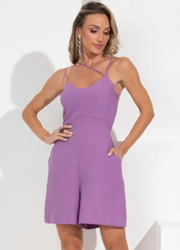 Quintess - Macaquinho Lilás com Alças Assimétricas