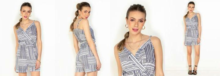 Macaquinho Linhas com Decote Transpassado