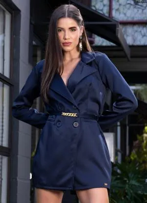 Quintess - Macaquinho Marinho com Cinto Corrente - QUINTESS