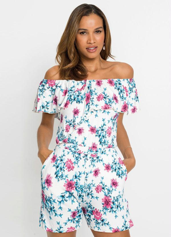 Outlet - Macaquinho Ombro a Ombro Floral White 3