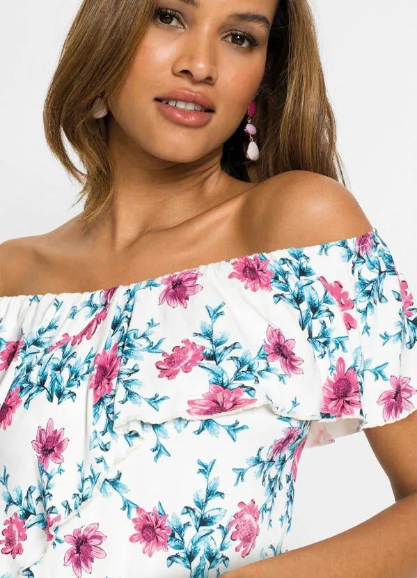 Queima Estoque - Macaquinho Ombro a Ombro Floral White 5