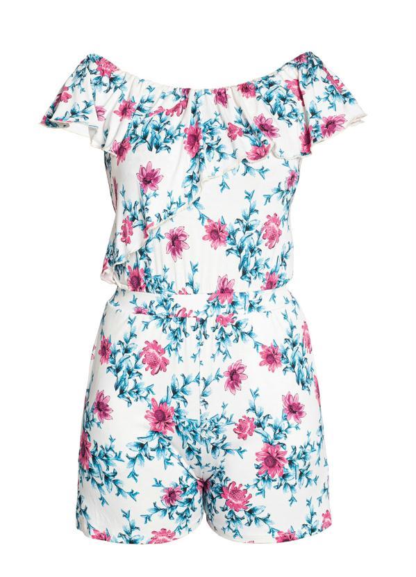 Outlet - Macaquinho Ombro a Ombro Floral White 8