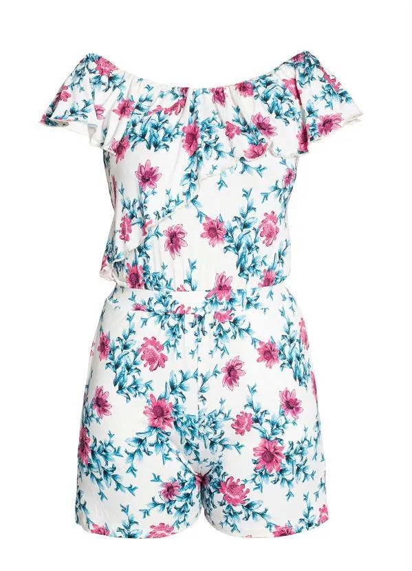 Queima Estoque - Macaquinho Ombro a Ombro Floral White 8