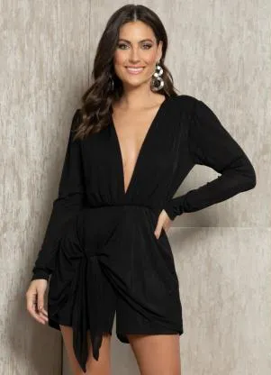 Quintess - Macaquinho Preto com Brilho e Amarração - QUINTESS