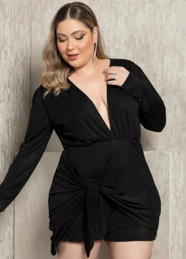 Quintess - Macaquinho Preto com Brilho e Amarração 6