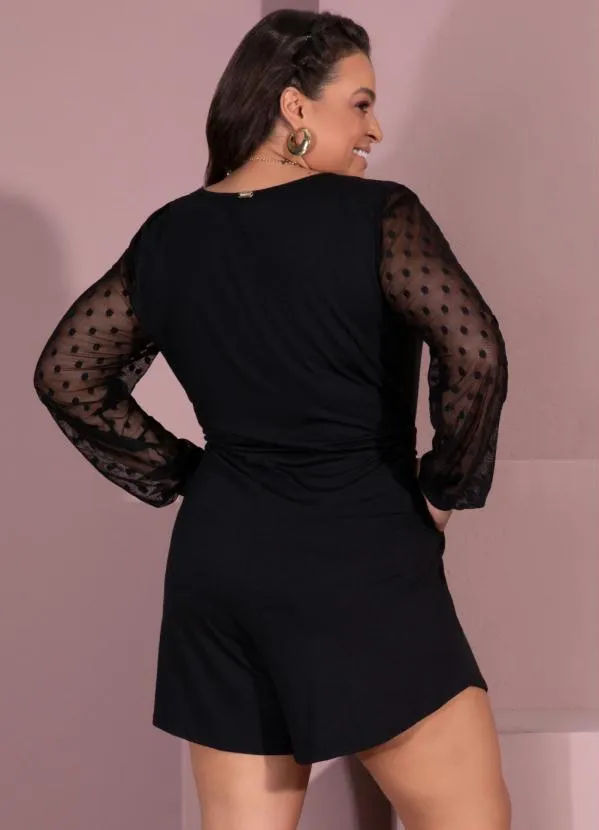 Quintess - Macaquinho Preto com Mangas em Tule 4