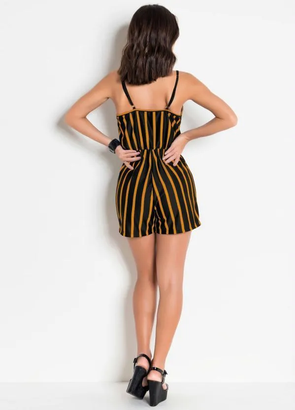 Moda Pop - Macaquinho Preto e Caramelo com Alças 6