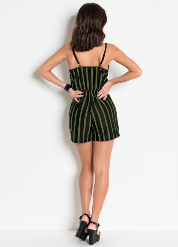 Moda Pop - Macaquinho Preto e Verde com Alças 5