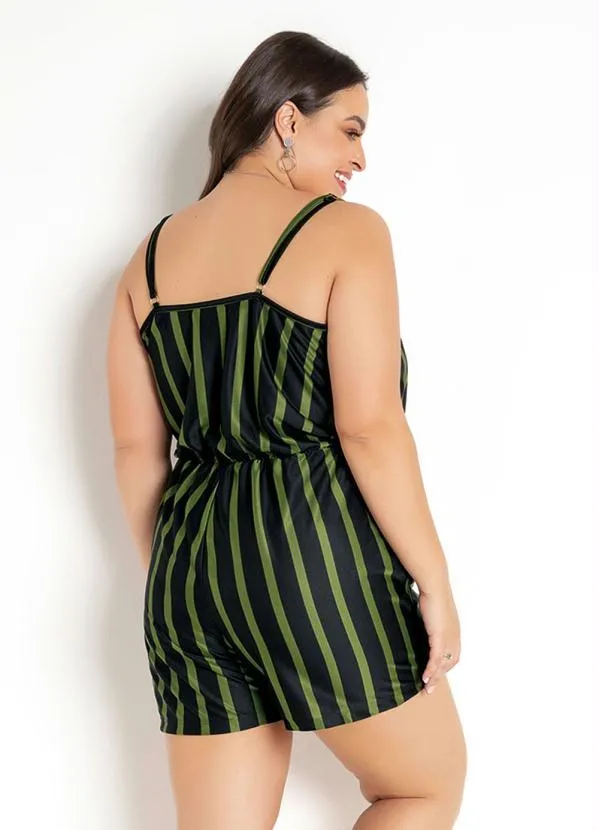 Moda Pop - Macaquinho Preto e Verde com Alças 7