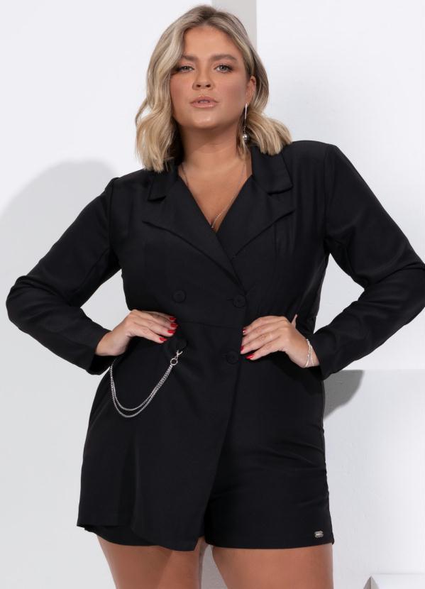 Quintess - Macaquinho Preto Mangas Longas com Corrente 6