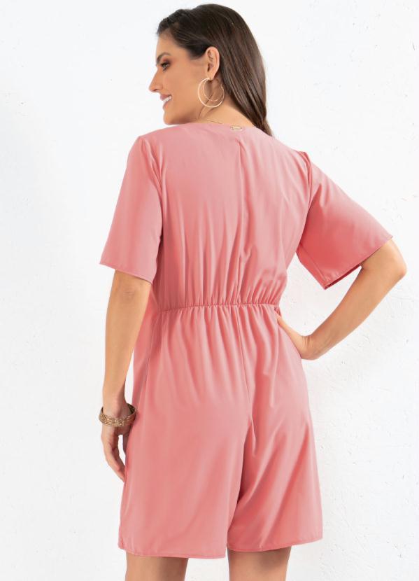 Outlet - Macaquinho Rosa Transpassado com Amarração 8