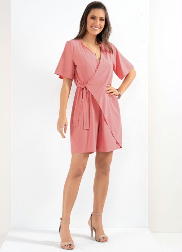 Outlet - Macaquinho Rosa Transpassado com Amarração 7