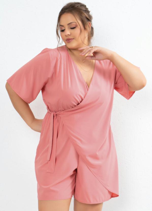 Outlet - Macaquinho Rosa Transpassado com Amarração 5