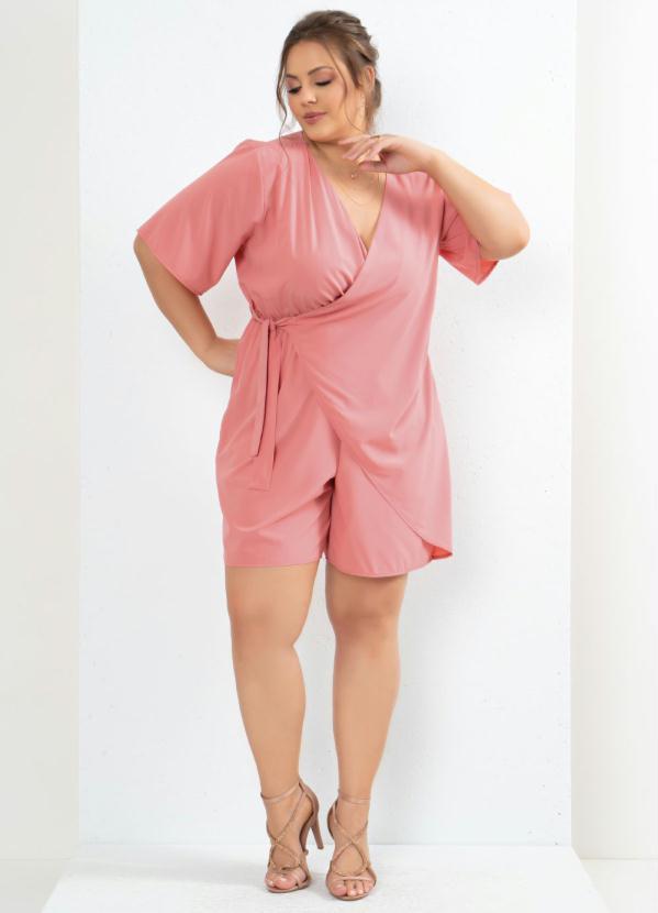 Outlet - Macaquinho Rosa Transpassado com Amarração 3